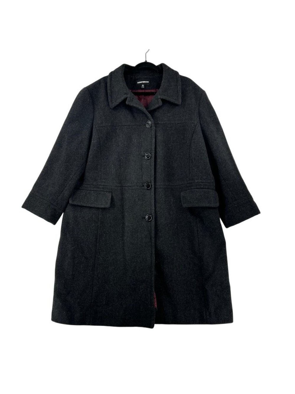 Vintage Donnybrook Wool Blend Coat Womens 20W Button Front Charcoal Gray UKRAINE